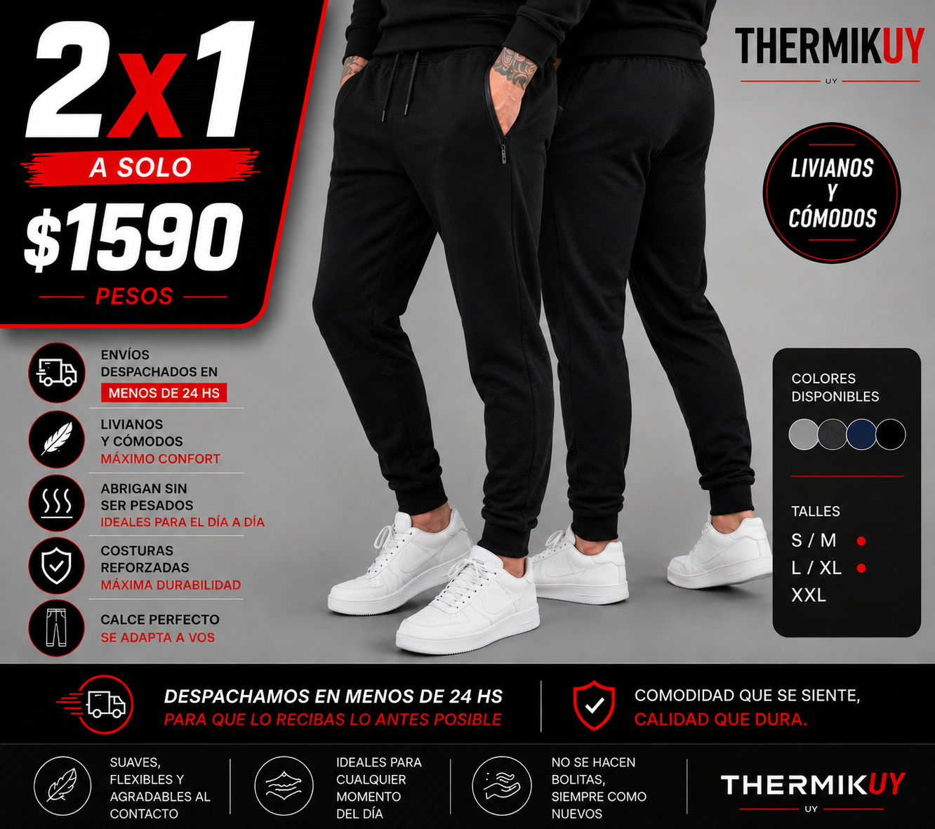 2x1 Pantalones Deportivos Premium Hombre | Máxima Comodidad + Calce Perfecto