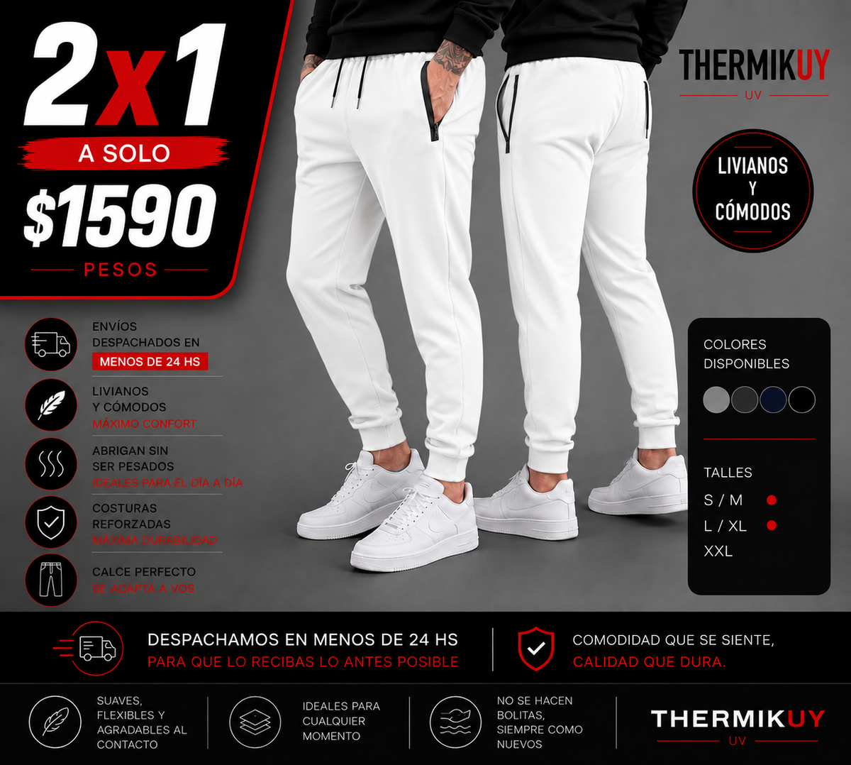 2x1 Pantalones Deportivos Premium Hombre | Máxima Comodidad + Calce Perfecto