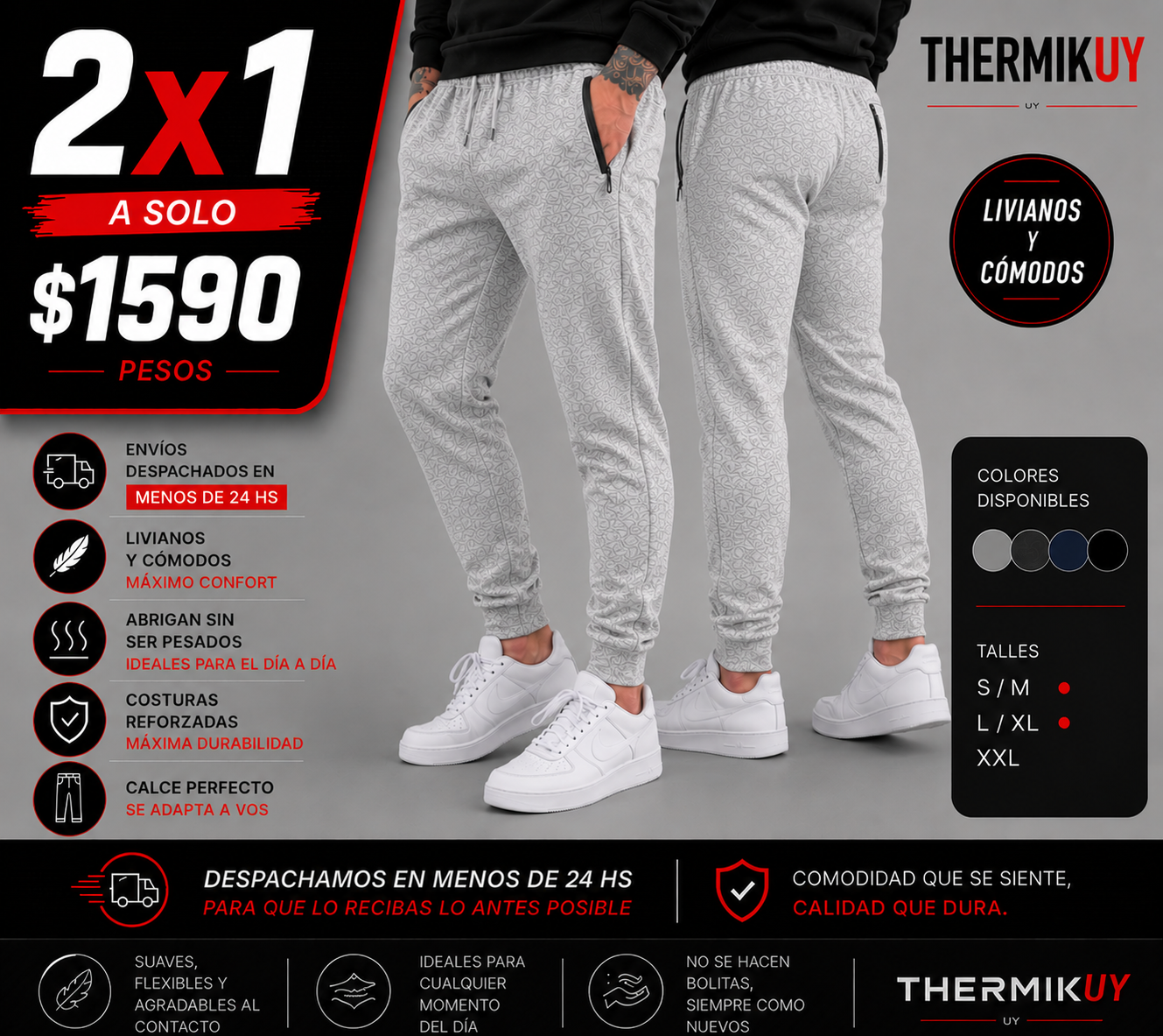 2x1 Pantalones Deportivos Premium Hombre | Máxima Comodidad + Calce Perfecto