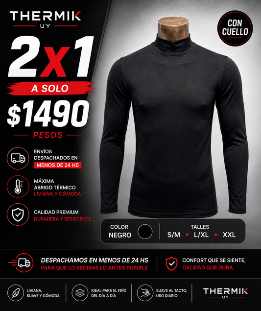 2x1 Térmica Premium Con Cuello Hombre | Máximo Abrigo + Ultra Cómoda