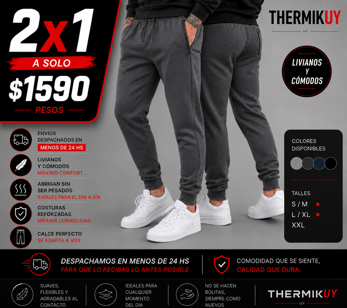 2x1 Pantalones Deportivos Premium Hombre | Máxima Comodidad + Calce Perfecto