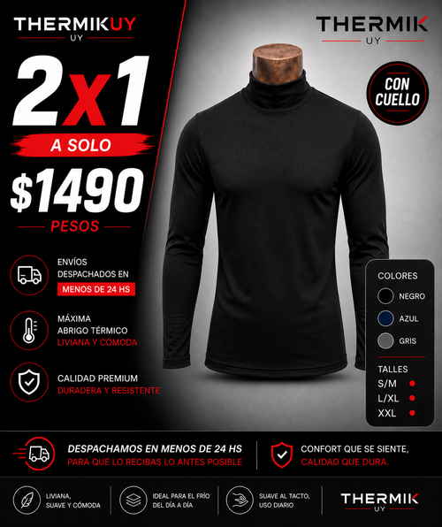2x1 Térmica Premium Con Cuello Hombre | Máximo Abrigo + Ultra Cómoda