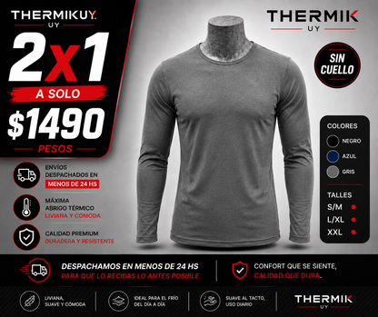 2x1 Térmica Premium Sin Cuello Hombre | Máximo Abrigo + Ultra Cómoda