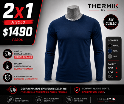2x1 Térmica Premium Sin Cuello Hombre | Máximo Abrigo + Ultra Cómoda