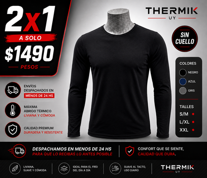 2x1 Térmica Premium Sin Cuello Hombre | Máximo Abrigo + Ultra Cómoda