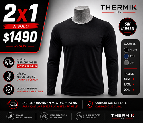 2x1 Térmica Premium Sin Cuello Hombre | Máximo Abrigo + Ultra Cómoda