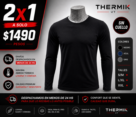 2x1 Térmica Premium Sin Cuello Hombre | Máximo Abrigo + Ultra Cómoda