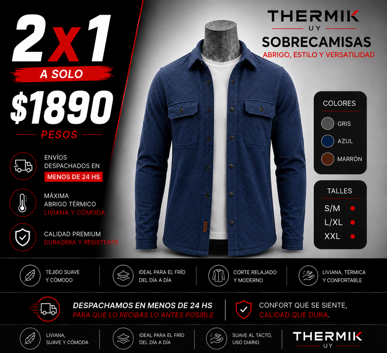 Sobrecamisa Premium Hombre | 2x1