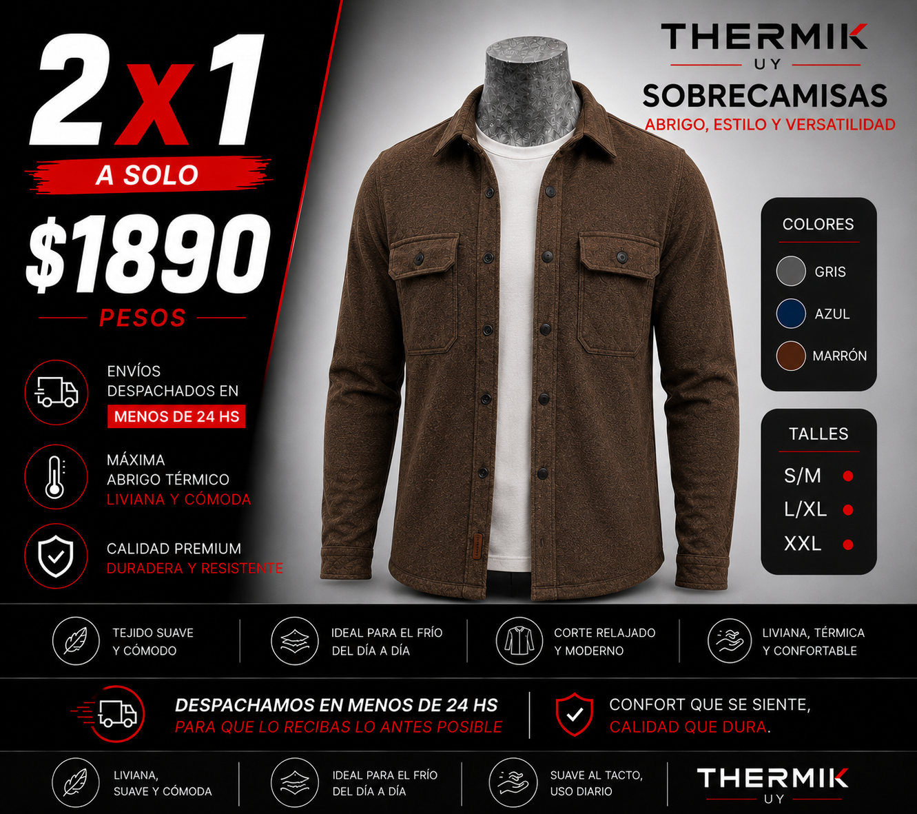 Sobrecamisa Premium Hombre | 2x1