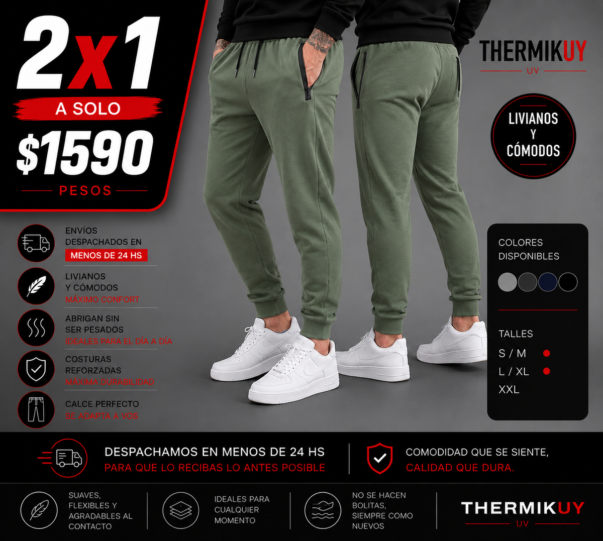 2x1 Pantalones Deportivos Premium Hombre | Máxima Comodidad + Calce Perfecto